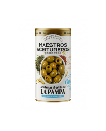 Oliwki MAESTROS LA PAMPA puszka 4,2kg zielona bez pestki / oliwka z argentyńską przyprawą Chimichurri